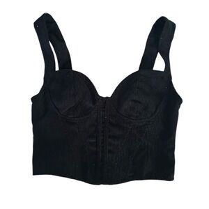 Black Ribbed Crop Top